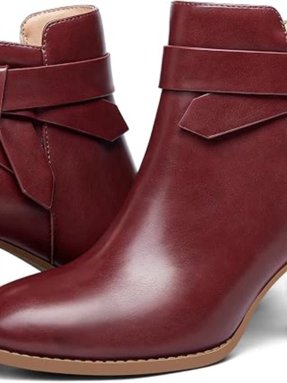 Women's Tie Knot Chelsea Pump Ankle Boots Closed Toe Stacked Heel Booties Shoes